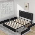 thumbnail image 7 of Full Size Upholstered Platform Bed Frame with 4 Storage Drawers, Adjustable Velvet Rivets Headboard, Wooden Slats Support, No Box Spring Needed, Easy Assembly, 7 of 7