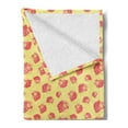 thumbnail image 2 of Roses Soft Flannel Fleece Throw Blanket, Feminine Pattern with Flower Petals Bicolour Vintage Illustration, Cozy Plush for Indoor and Outdoor Use, 70" x 90", Pastel Yellow and Coral, by Ambesonne, 2 of 5