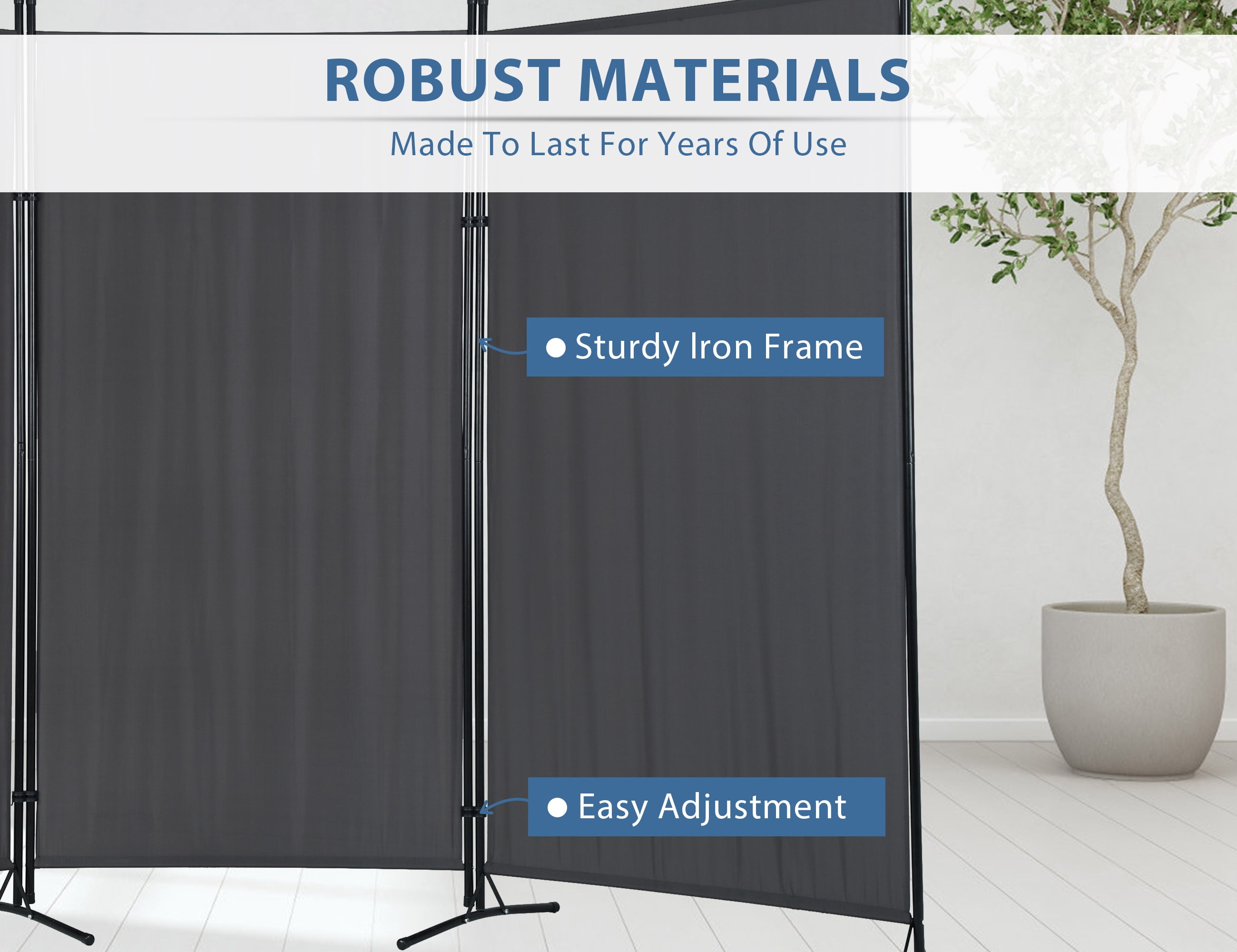 YRLLENSDAN Room Dividers Screen with 3 Panels, Temporary Wall Partitions and Dividers Freestanding Folding Privacy Screen for Room Bedroom Metal Frame Portable Wall Divider Room Separation