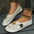 thumbnail image 5 of Xfvqtps Ballet Shoes for Women Flat Slip on Close Square Toe Flower Decor Hollow out Retro Soft Toe Comfortable Non Slip Breathable Leather Summer Flats White, 5 of 8