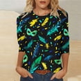 thumbnail image 4 of Xuyuer Carnival 2025 Womens 3/4 Sleeve Tops Mardi Gras and Costumes Fashion Round Neck Printed Blouse, 4 of 6