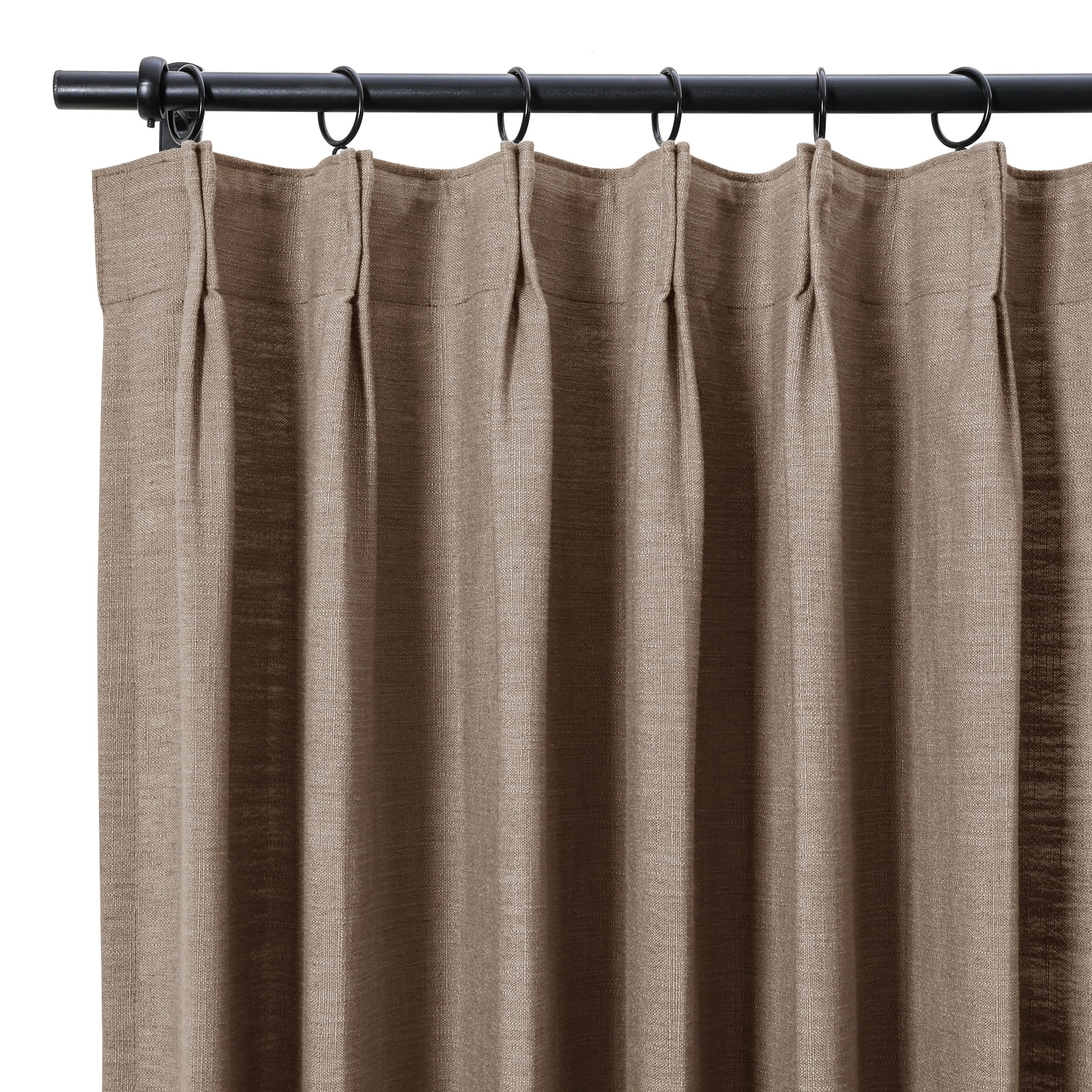 TWOPAGES Linen Blend Drape 72 W X 108 L Inch Light Filtering Pinch Pleat Top Drape for Patio Door, 1 Panel, Rust Brown