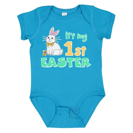 

Inktastic It s My 1st Easter with Cute Chick and Bunny Gift Baby Boy or Baby Girl Bodysuit