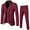 Wine, variant on Men's 3 Piece Slim Fit Suit Set, Two Button Blazer Solid Jacket Vest Pants Wedding Business Suit Wine