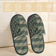 thumbnail image 2 of Balery Jungle Green Camo USA Flag Pantuflas de Casa de Felpa Silenciosas con Diseño Estampado, Zapatillas Cómodas Antideslizantes de Algodón para Interior-Large, 2 of 8