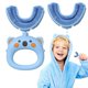 thumbnail image 1 of 1 pieza manual en forma de U cepillo de dientes de silicona suave de grado alimenticio para niños (2-6 años de edad azul) Feliz Sencillez, 1 of 5