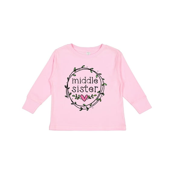 Inktastic Middle Sister Leaves, Circle, Heart Girls Long Sleeve Toddler T-Shirt