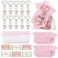 thumbnail image 4 of 50 Sets Shower Party Favors Shower Angel Keychains Label Sticker Cards Organza Bags for Baptism Party(Pink), 4 of 5