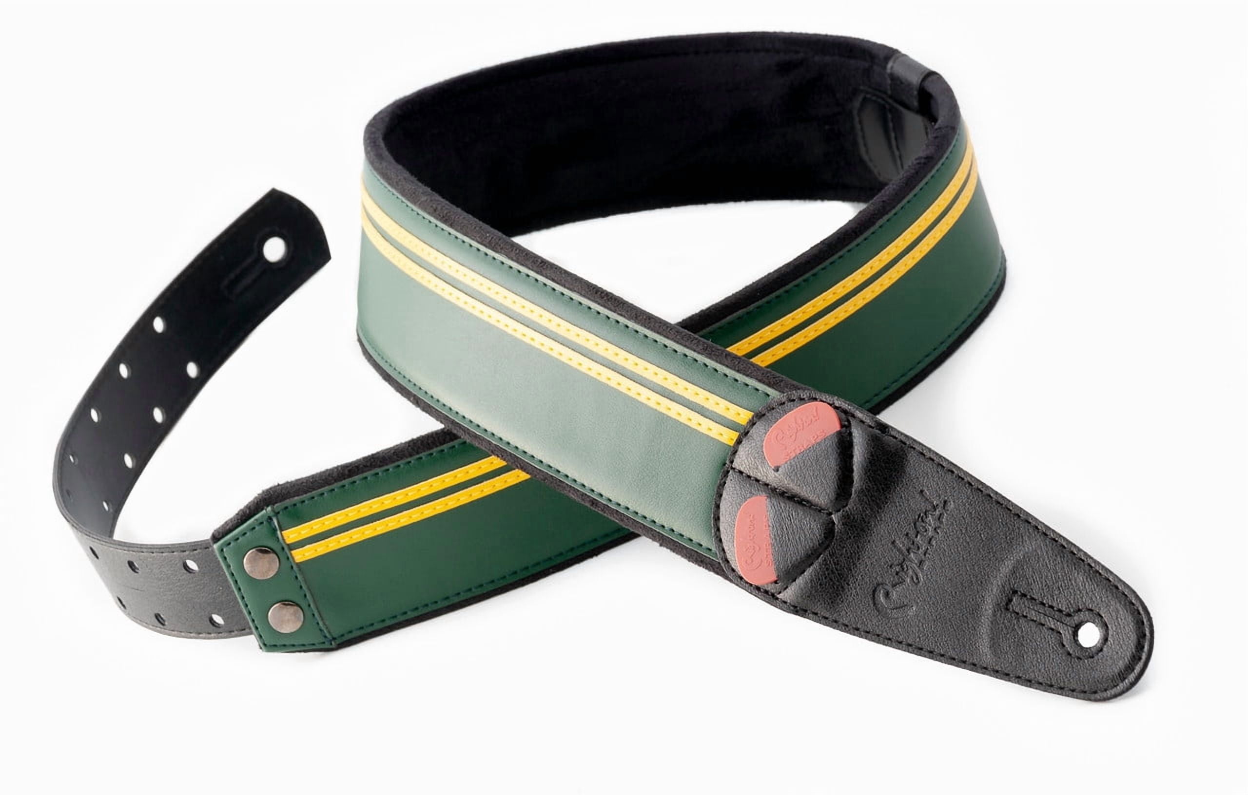 RightOn! Straps Mojo Collection Race-60 Guitar & Bass Strap made with Vegan Leather – Stylish and Comfortable - British Race Green