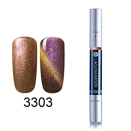 Lagunamoon Gel Nail Polish Pen,Starry Cat Eye Effect Soak Off UV LED Gel Nail Polish Pen Glitter Color Nail Art