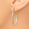 thumbnail image 3 of 14k & Rhodium Diamond-cut 2.5mm Twisted Hoop Earrings in 14k Yellow Gold w/ Rhodium Plating, 3 of 3
