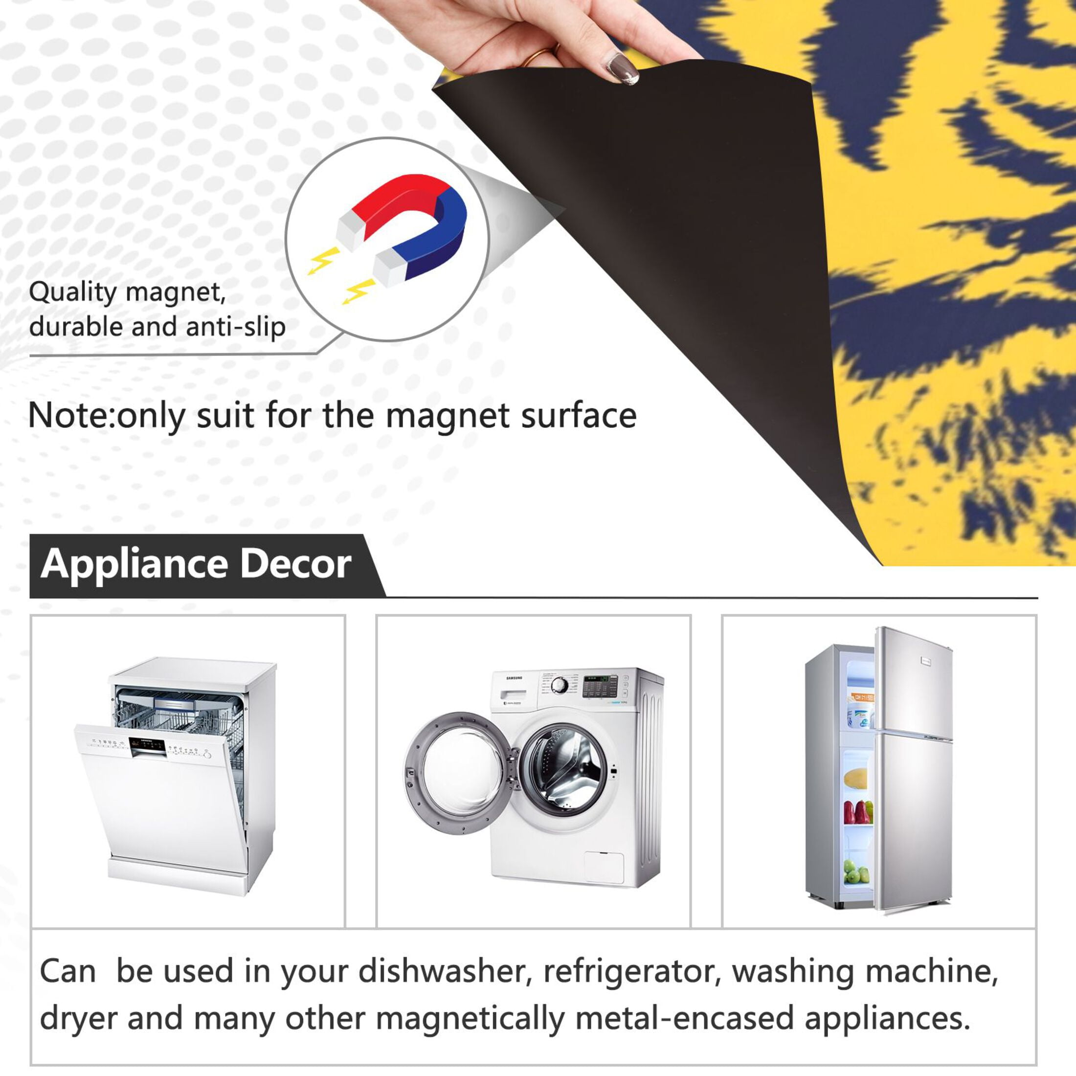 Dishwasher Magnetic Sticker 23x26 Inch Refrigerator Magnetic Sticker Washing Machine Magnetic Sticker Kitchen Panel Magnetic Sticker Home Decor Yellow Tiger Face