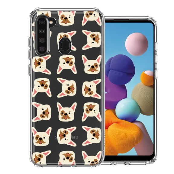 MUNDAZE For Samsung Galaxy A21 Frenchie Bulldog Polkadots Design Double Layer Phone Case Cover
