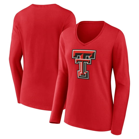 Women's Red Texas Tech Red Raiders Primary Long Sleeve V-Neck T-Shirt