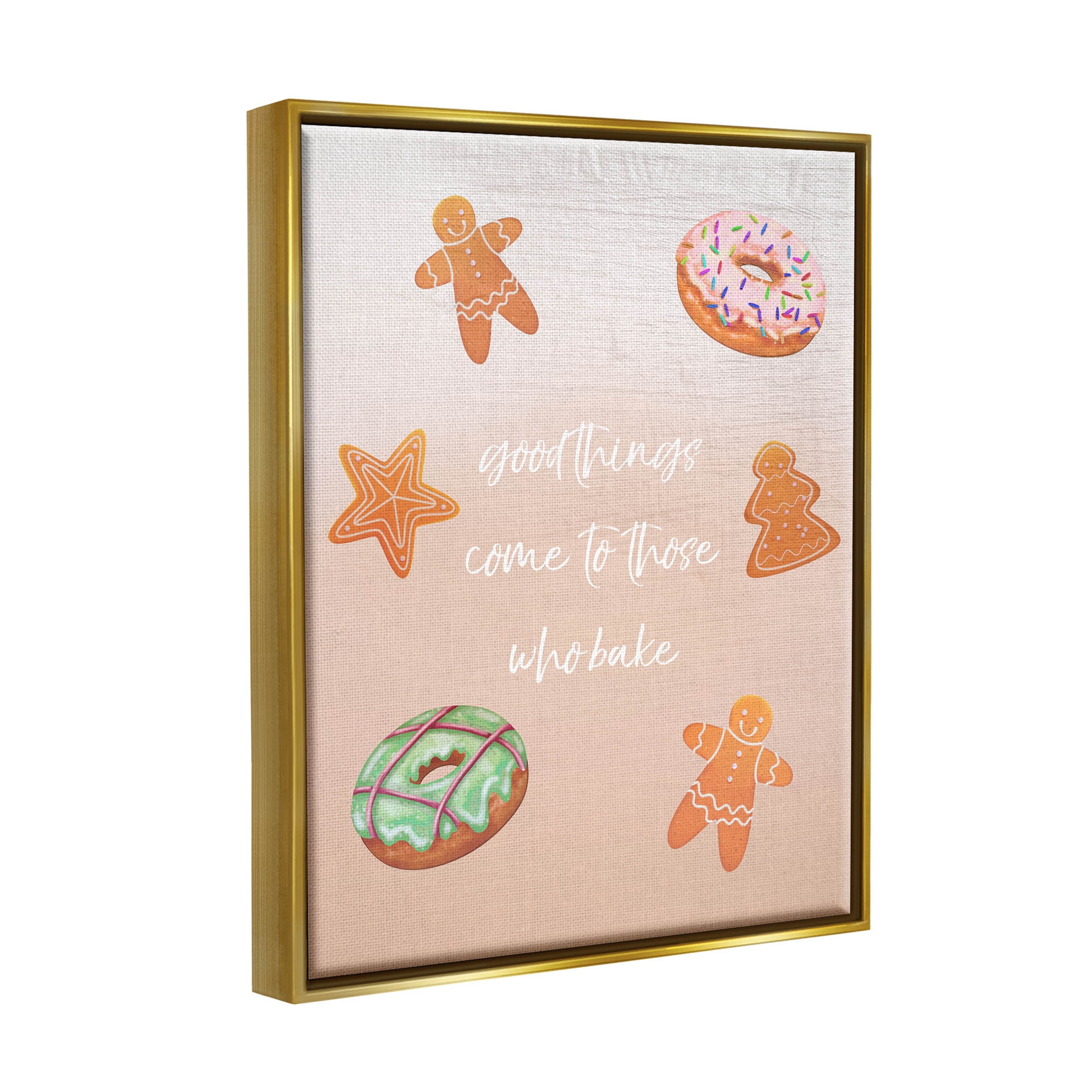Those Who Bake Holiday Cookies Holiday Graphic Art Metallic Gold Framed Art Print Wall Art