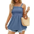 thumbnail image 1 of Liacowi Women Summer Tunics Tops Casual Cami Top Solid Color Sleeveless Backless Ruched Blouses, 1 of 5
