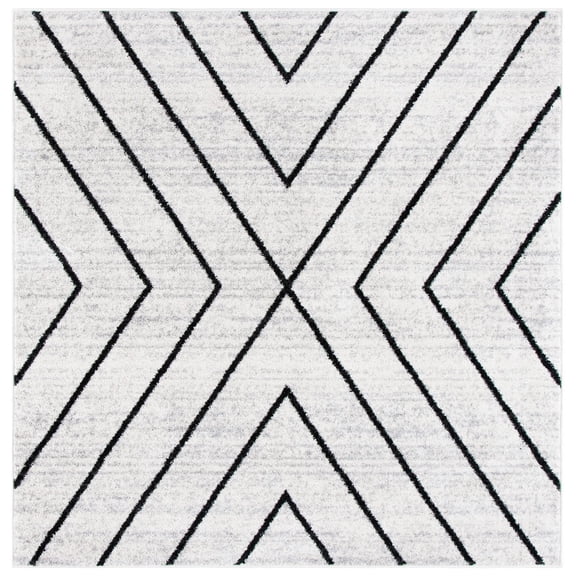 SAFAVIEH Adirondack Evonne Geometric Area Rug, Ivory/Grey, 4' x 4' Square