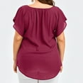 thumbnail image 3 of Gibobby Blusa Termica Camiseta manga encaje sólido más blusa tamaño mujer murciélago corto Casual Tops blusa de mujer（Rojo， XXXL), 3 of 5
