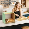thumbnail image 6 of Bread Box for Kitchen Countertop, Double Layer Bamboo Bread Storage Container for Homemade Bread, Roll Top Bread Box with 3 Adjustable Height for Kitchen Counter, Cyan Breadbox Organizer, 6 of 14