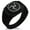 Black, variant on Stainless Steel Celtic Triskelion Three Legged Isle of Man CZ Ribbed Needle Stripe Pattern Biker Style Polished Ring