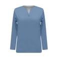 thumbnail image 6 of GUZOM Mens Long Sleeve Henley Shirt, Slim Fit Stretch Casual Tee, Polyester Spandex Breathable T-Shirt in Blue,Size M, 6 of 7