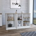 thumbnail image 2 of Depot E-Shop Kitchen Island Two Cabinets, Three Open Shelves, White / Natural Oak, 2 of 5