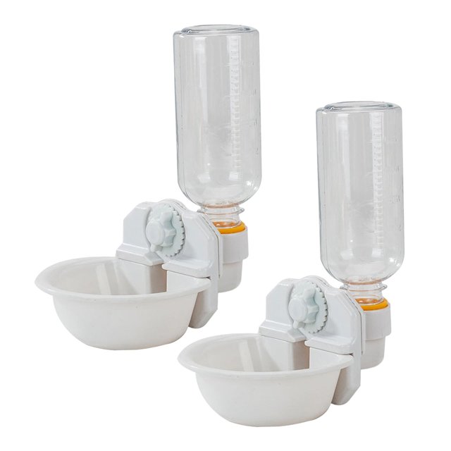 2x Jaula para perros, fuente de agua colgante extraíble, botella de plástico, dispensador de agua, , jaula para mascotas, cuenco alimentador, Yinane alimentador automático para perreras