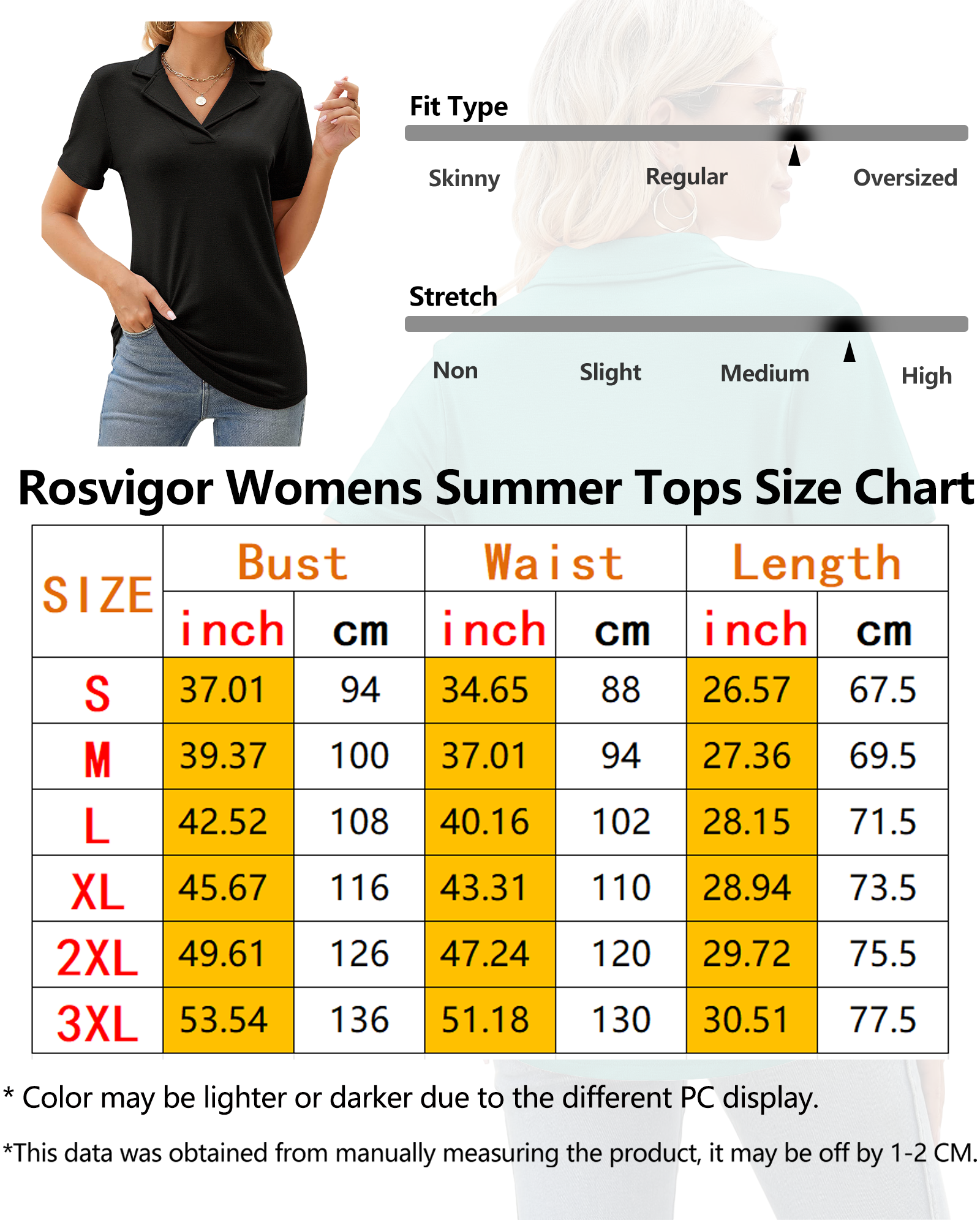 Rosvigor Women's Polo Shirt with V-Neck Collar, Blue photo 5