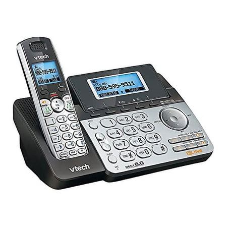 VTech DS6151 2-Line Cordless Phone System for Home or Small Business with Digital Answering System & Mailbox on each line, Black/silver 5" x 8.5" x 6.5" x 4.8"