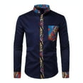 thumbnail image 5 of Yaoyar Men Fashion Printed Casual Shirt Pocket Buttoned Long Sleeve Stand-Up Collar Shirt Slim Fit Floral Print Shirt, 5 of 5