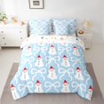 thumbnail image 2 of Manfei Christmas Snowman 7 Pieces Bedding Comforter Set,Merry Christmas Full Bedding Set Lightweight,Cartoon Bowknot Fitted Sheet Flat Sheet,Luxury Kids Bedroom Decor,Reversible, 2 of 8