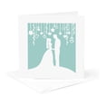 thumbnail image 5 of 3drose, Classy Bride and Groom White Silhouettes on Mint Pastel Blue - Romantic Wedding - Marriage - Married, 6 Greeting Cards with Envelopes, 5 of 7