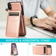 thumbnail image 2 of Compatible with iPhone XS Max Case Wallet with Credit Card Holder, Premium PU Leather Magnetic Clasp Kickstand Heavy Duty Protective Shock Absorbing Phone Cover for iPhone XS Max, Rosegold, 2 of 7