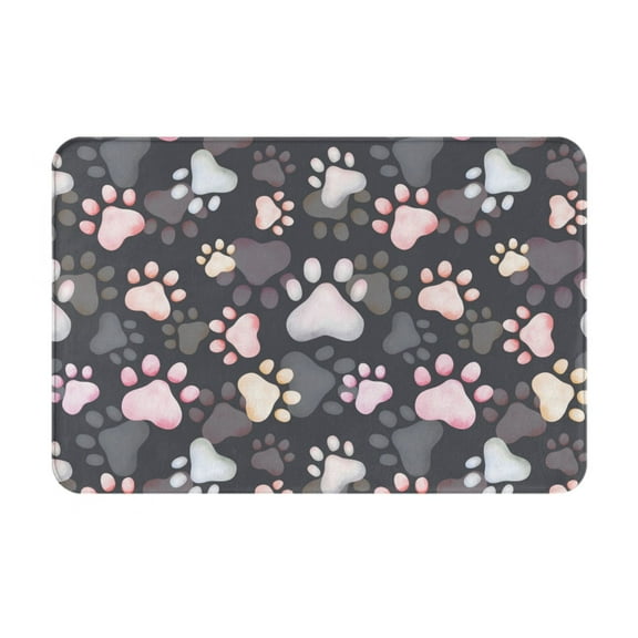 Pofeuu Colorful Paws Of Dog Print Flannel Doormats Rug16"x24"Rug Washable Doormats Indoor Outdoor Rugs for Layered Front Door Mats, Porch, Kitchen, Entryway