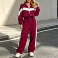 thumbnail image 5 of Smupbvky Tracksuits for Women Set 2 Piece Collared Color Block Zip Jacket Long Sleeve Jogger Pants Casual Fall Outfits (XL, Wine), 5 of 7