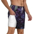thumbnail image 2 of Sigee Lilac Print Mens Swim Trunks with Compression Liner Quick Dry Swim Stretch Beach Shorts with Pockets,S-3XL, 2 of 7