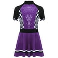 thumbnail image 3 of iiniim Enfants Filles Costumes de Course Pilote Cosplay Halloween Robe de Fête Paillettes Brillantes Danse Robe Violette 14, 3 of 5