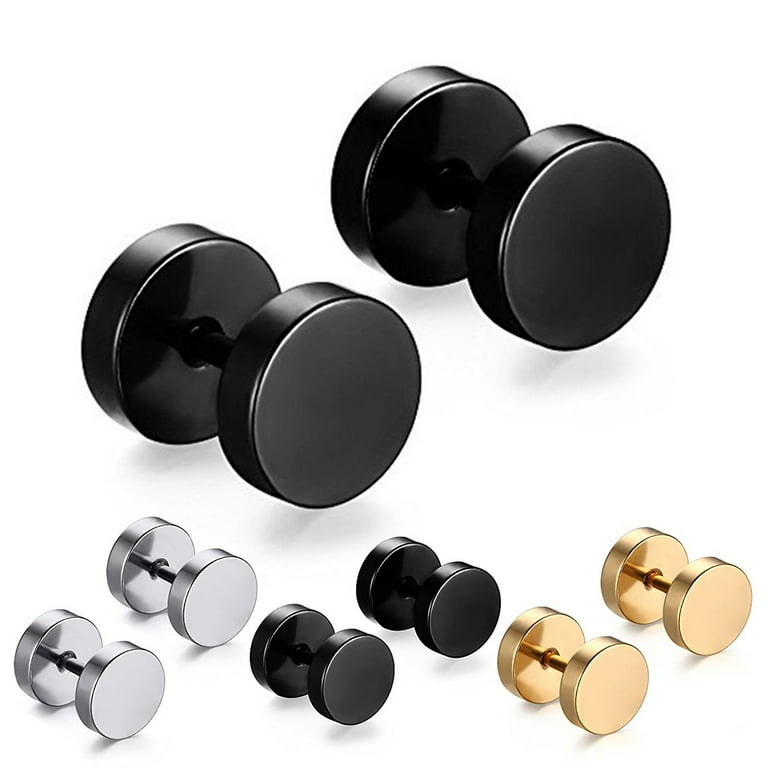 Flm 1 Pair Dumbbell Shape Piercing Men Earrings Skin friendly