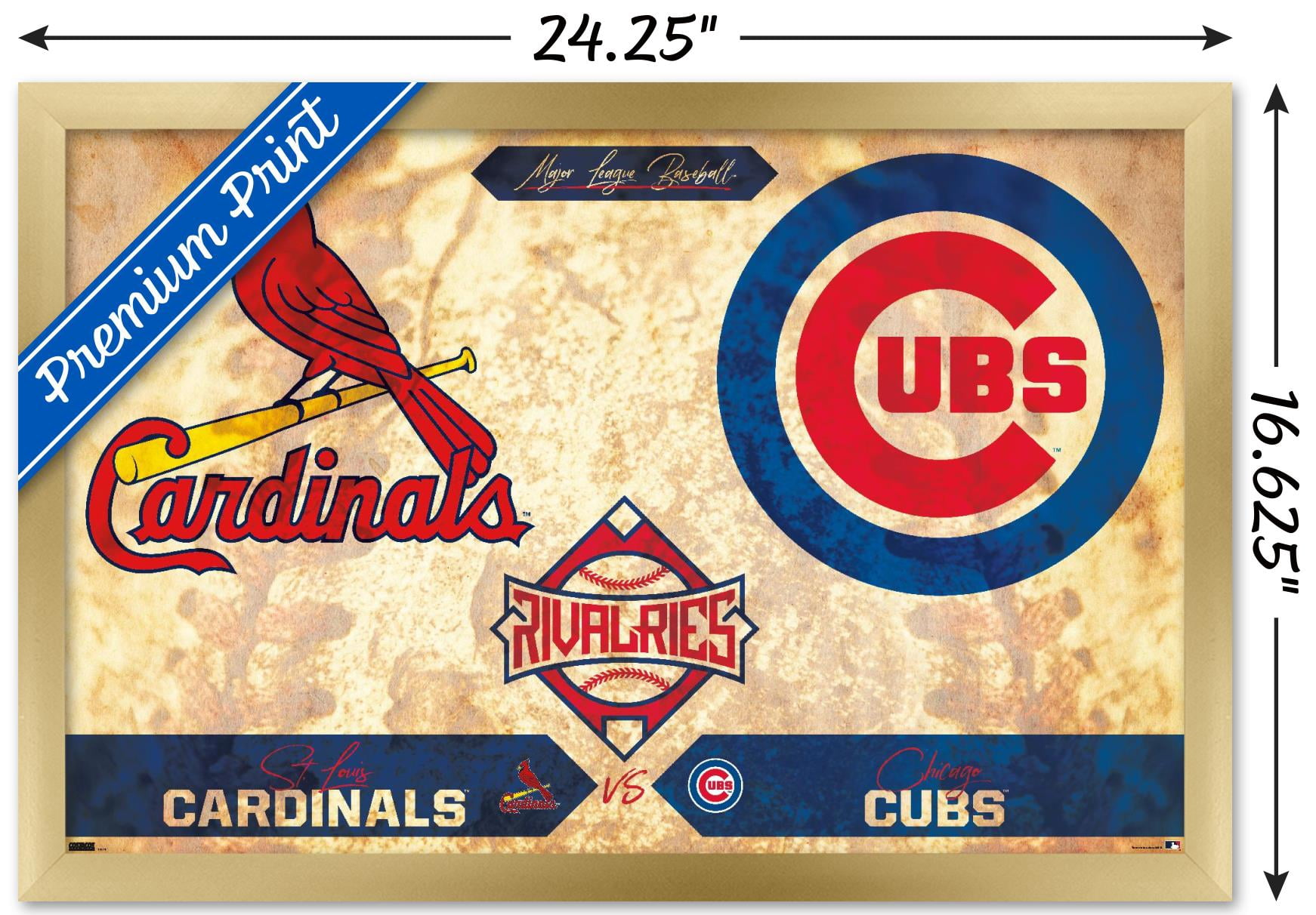 MLB Rivalries - St. Louis Cardinals vs Chicago Cubs Wall Poster, 14.725" x 22.375" Framed