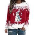 thumbnail image 1 of Rbaofujie Sweat à Capuche pour Enfants Noël Mode Décontractée Imprimé Col Rond Ample Manches Longues Blouse Chandails en Molleton Rouge Col Rond Pull pour Femmes, 1 of 3