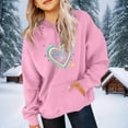 thumbnail image 2 of Hoodies for Girls Valentine's Day Cute Graphic Crewneck Sweatshirt Fashion Fleece Long Sleeve Hooded Tops with Pockets Size 4-14, 2 of 6