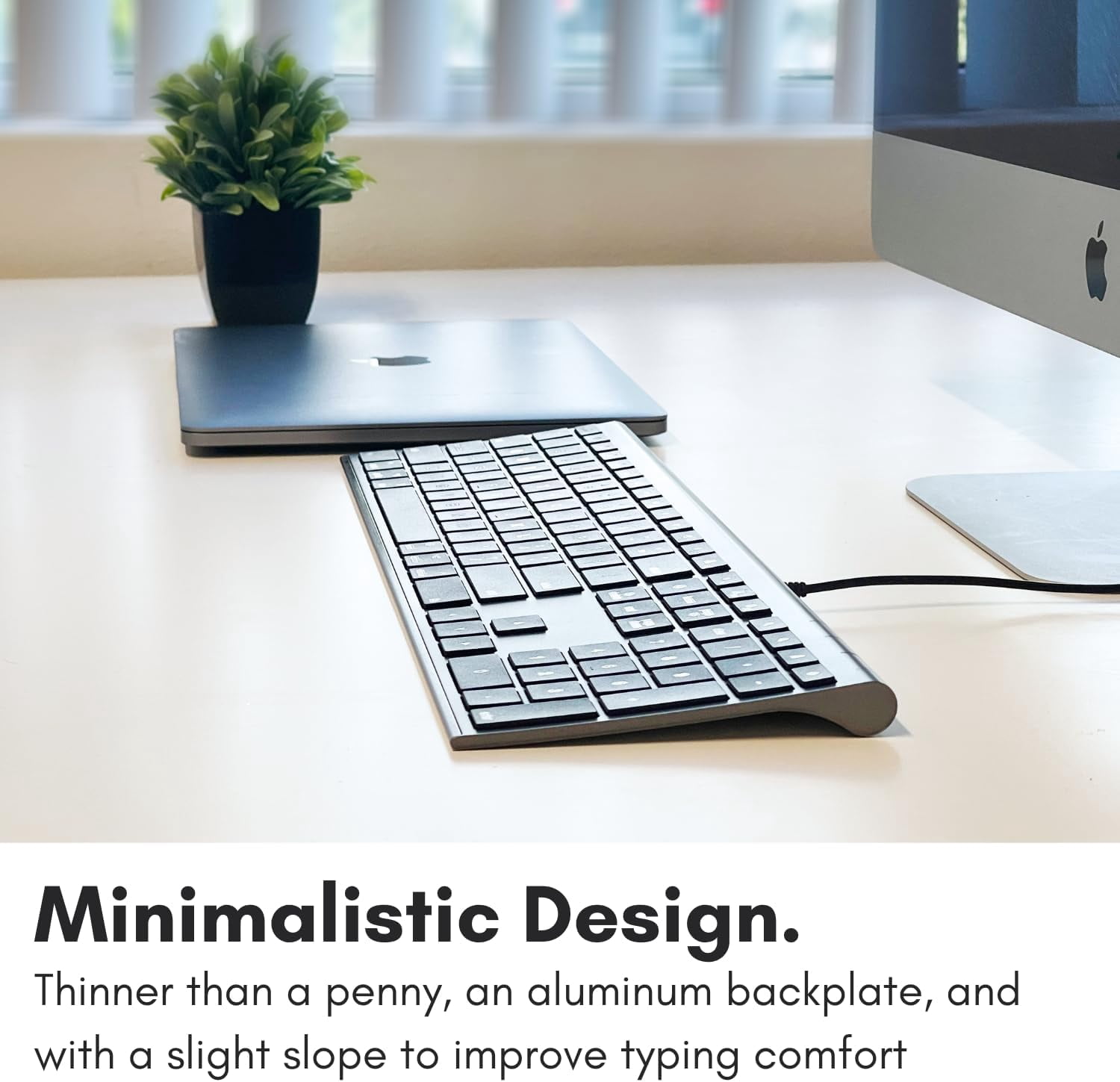 Ultra-Slim USB Wired Computer Keyboard - Works Great as Both a Windows or Wired Mac Keyboard - Compatible Full Size Keyboard with Numeric Keypad for Mac Mini, iMac, MacBook - Space Gray