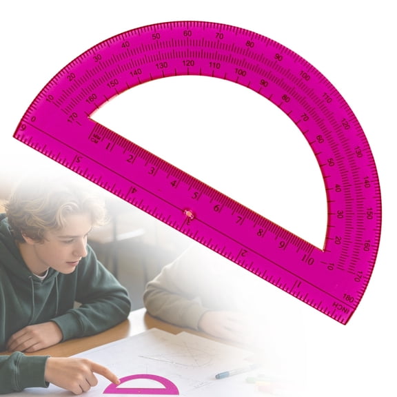Aoyunhp 1Pc Plastic Protractor,6 Inch Math Protractors,180 Degrees Red Protractor for Geometry Classroom Student