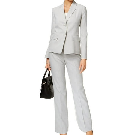 - Le Suit NEW Gray Stone Women's Size 16 Pinstriped Pant Suit Set