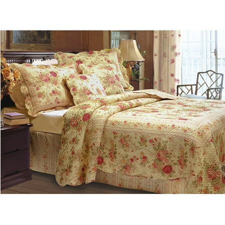 Greenland Home Fashion Antique Rose Quilt & Sham Set 2-Piece, Multicolor - Twin