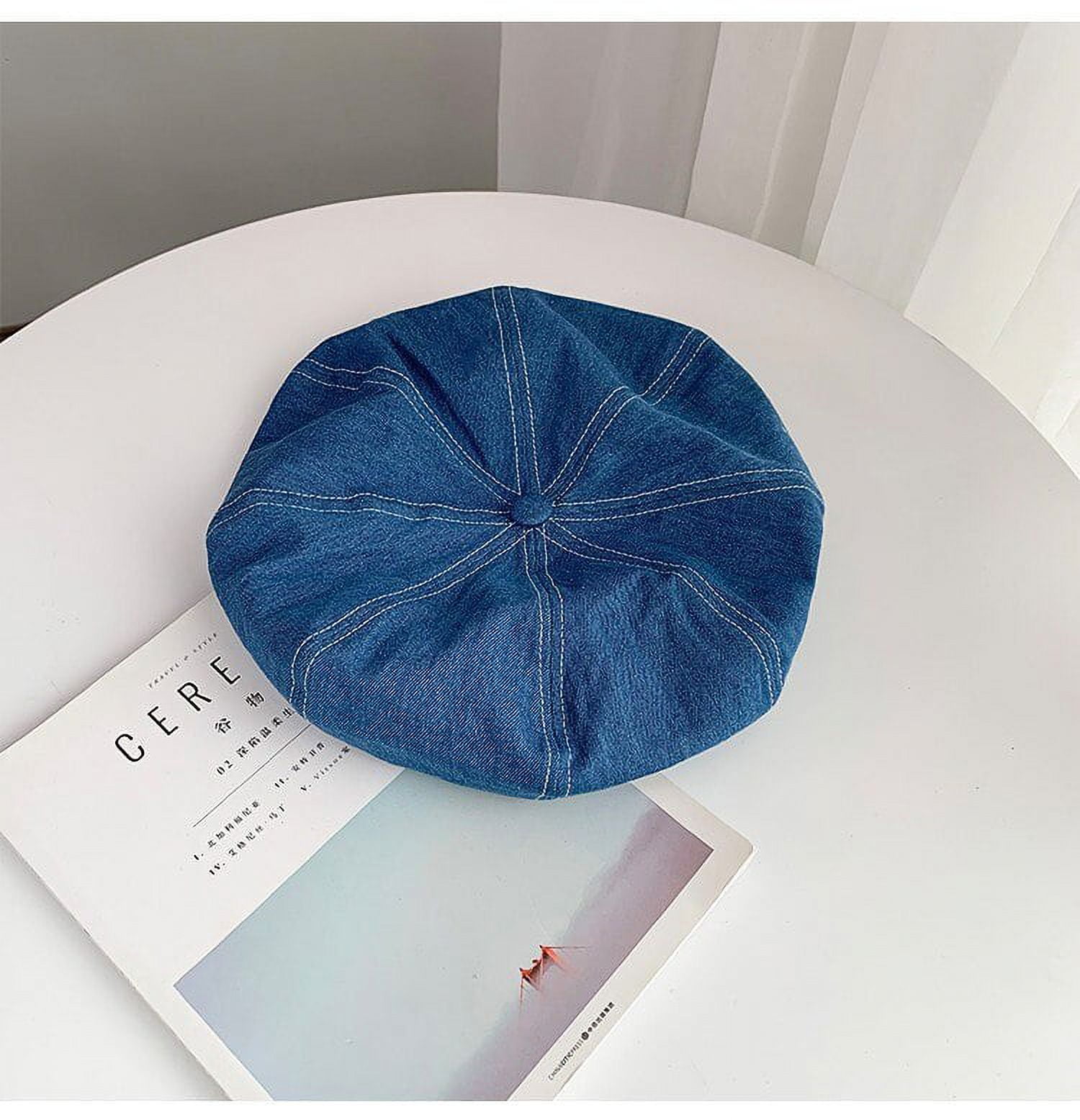 New Women's 8 Panels Denim Newsboy Cap Oversized Comfy Beret