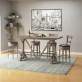 thumbnail image 5 of 78" Bar Height Trestle Table, Rectangular Bar Table, Wood Counter Height Table for Living Room, Brown, 5 of 6