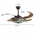 thumbnail image 4 of DENEST 42" Tiffany Style LED Ceiling Fans Light Retractable 3 Speed 4 Blades with Remote Control, 4 of 10