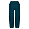 thumbnail image 5 of SELONE Navy Lounging Pants for Women Mid Waist Plus Size Lounge Pants Cropped Trouser Pants Loose Casual Beach Pants Pull on Solid Soft Straight Leg Lightweight Comfy S Breathable Summer Clothes, 5 of 5