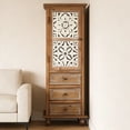 thumbnail image 4 of Shaiailed 54" Natural Wood Tall Slim Storage Cabinet,Narrow Storage Cabinet with Decorative Cutout Door & 3 Drawers,Modern Accent Cabinets for Living Room, Bedroom, 4 of 9
